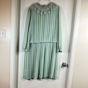 Vintage 80's-90's IN THE MOOD Blue Lace Collared Dress WESTERN SZ 12